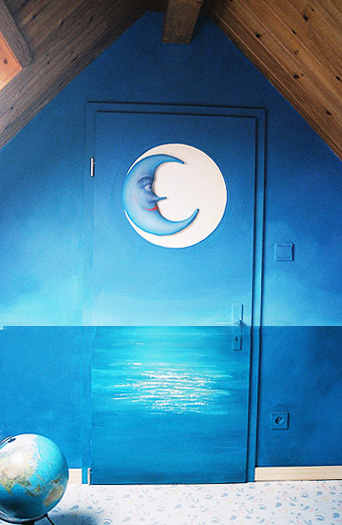 Moon on door in room